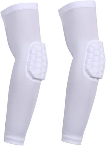 Elbow Pads, Basketball Shooter Sleeves, Collision Avoidance Hex Padded Arm Sleeves for Volleyball Football Baseball Cycling (White-M 2 Sleeves) in Saudi Arabia