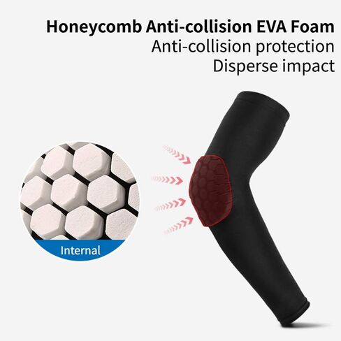 Elbow Pads, Basketball Shooter Sleeves, Collision Avoidance Hex Padded Arm Sleeves for Volleyball Football Baseball Cycling (White-M 2 Sleeves) in Saudi Arabia