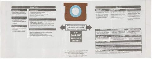 Replacement Filter Bags 5-8 Gallon for Shop Vac Vacuum Type E - 9066100 90661 906-61(7 Pack) in Saudi Arabia