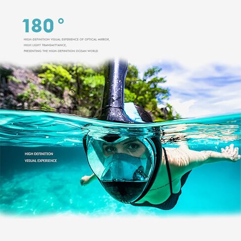 Full Face Snorkel Mask, Snorkeling Mask Full Face for Adults,180°Panoramic View Snorkeling Mask with Detachable Camera Mount,Safe Breathing Anti-Fog Anti-Leak Diving Mask for Adults in Saudi Arabia