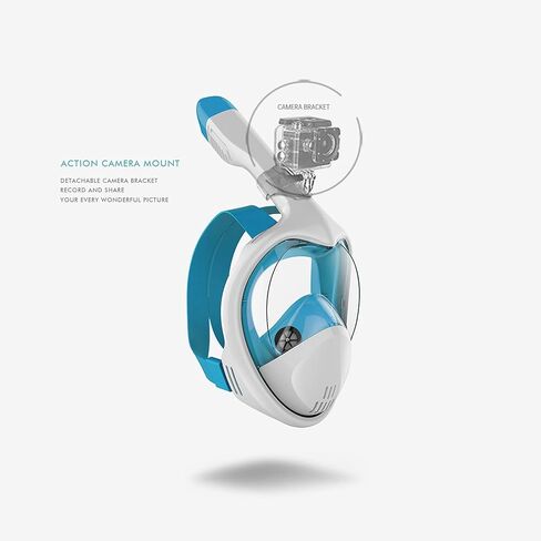 Full Face Snorkel Mask, Snorkeling Mask Full Face for Adults,180°Panoramic View Snorkeling Mask with Detachable Camera Mount,Safe Breathing Anti-Fog Anti-Leak Diving Mask for Adults in Saudi Arabia