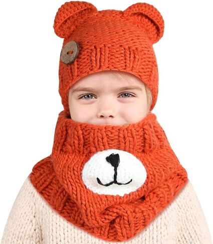 Sumolux Winter Kids Warm Cat Animal Hats Knitted Coif Hood Scarf Beanies for Autumn Winter in Saudi Arabia