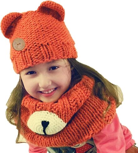 Sumolux Winter Kids Warm Cat Animal Hats Knitted Coif Hood Scarf Beanies for Autumn Winter in Saudi Arabia