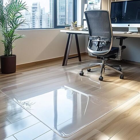 سجادة كرسي للأرضيات الصلبة، سجادة أرضية مقاس 45 × 53 بوصة لكرسي المكتب، واقي أرضية مستطيل بنمط بلوري للمكتب والمكتب والمنزل in Kuwait