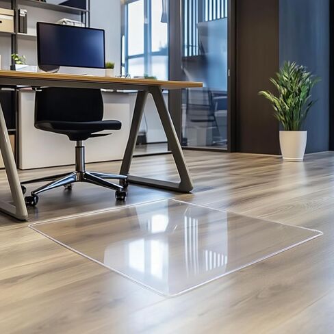 سجادة كرسي للأرضيات الصلبة، سجادة أرضية مقاس 45 × 53 بوصة لكرسي المكتب، واقي أرضية مستطيل بنمط بلوري للمكتب والمكتب والمنزل in Kuwait
