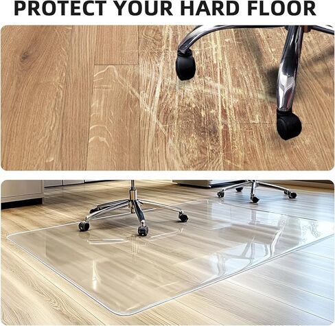 سجادة كرسي للأرضيات الصلبة، سجادة أرضية مقاس 45 × 53 بوصة لكرسي المكتب، واقي أرضية مستطيل بنمط بلوري للمكتب والمكتب والمنزل in Kuwait