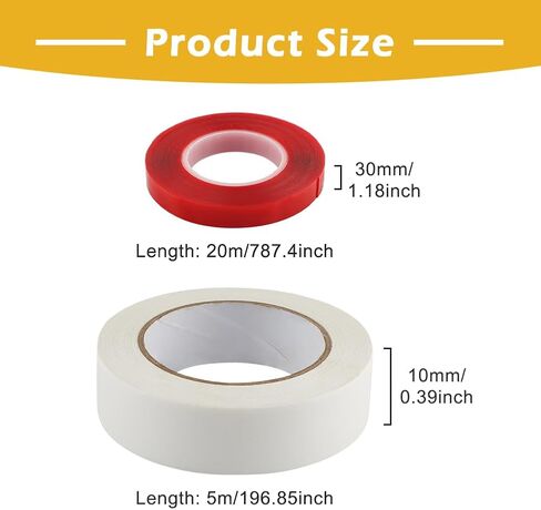 2rolls Double-Sided Fabric Tape Heavy Duty, Duct Tape Strong Transparent Adhesive, Super Sticky Resistente Clear Tape, Waterproof Hand-Tearable, for Curtains, Carpets, Posters, Balloons(Yellow) in Saudi Arabia