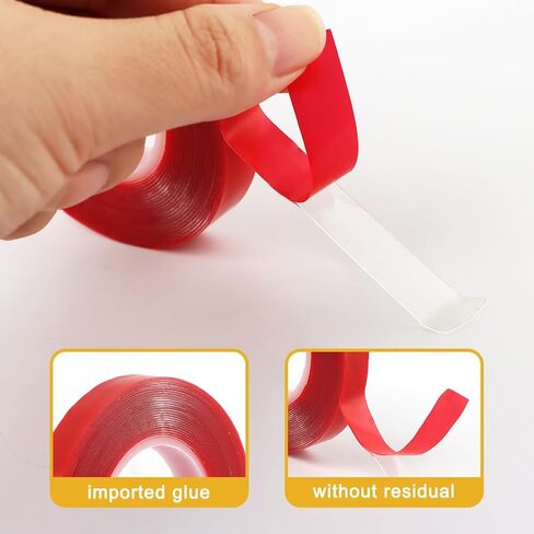 2rolls Double-Sided Fabric Tape Heavy Duty, Duct Tape Strong Transparent Adhesive, Super Sticky Resistente Clear Tape, Waterproof Hand-Tearable, for Curtains, Carpets, Posters, Balloons(Yellow) in Saudi Arabia