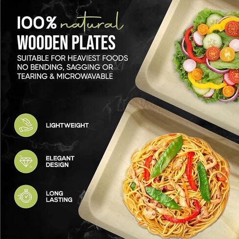 Perfect Stix 10" Disposable Wooden Plate with Happy Thanksgiving Print - Pack of 25ct in Kuwait