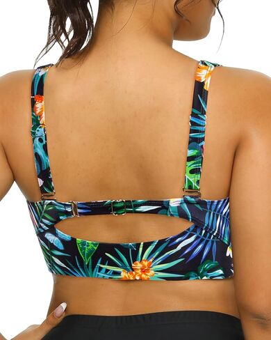 Daci Women Plus Size Push up Bikini Top Only Full Coverage Swimsuit Tops Twist Front Longline Bathing Suit Bra for Large Bust in Kuwait