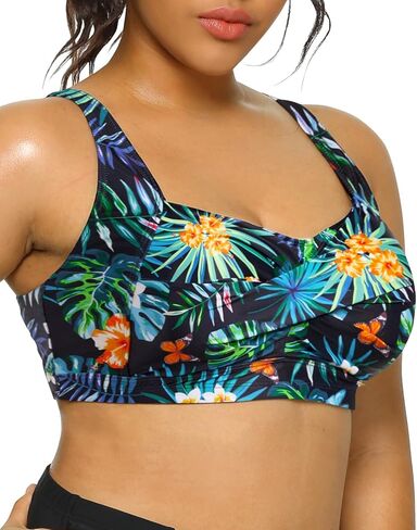 Daci Women Plus Size Push up Bikini Top Only Full Coverage Swimsuit Tops Twist Front Longline Bathing Suit Bra for Large Bust in Kuwait