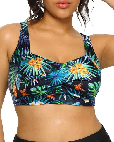 Daci Women Plus Size Push up Bikini Top Only Full Coverage Swimsuit Tops Twist Front Longline Bathing Suit Bra for Large Bust in Kuwait