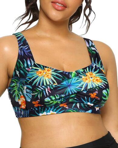 Daci Women Plus Size Push up Bikini Top Only Full Coverage Swimsuit Tops Twist Front Longline Bathing Suit Bra for Large Bust in Kuwait