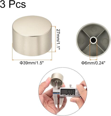 MECCANIXITY 3Pcs Rotary Potentiometer Knob 6mm Hole Dia Plum Blossom Shaft, 1.0" H x 1.5" Dia Light Gold Plastic Electronic Control Cap for Volume Control knob, Switch Knobs in Saudi Arabia