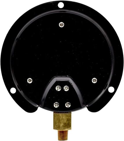 PIC Gauges 115D-454E Bottom Mount Dry Pressure Gauge w/ Black Steel Case, Brass Internals, Chrome Bezel, Plastic Lens, Wall Mount Back Flange, 4.5" Dial, 0/100 psi Range, 1/4" Male NPT in Kuwait