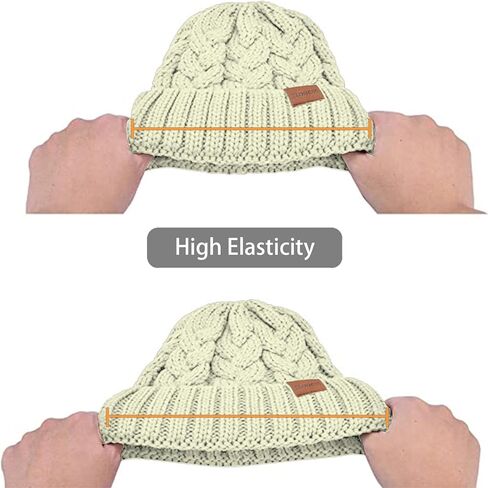 Rosoz Ponytail Beanie for Women,Winter Warm Beanie Tail Soft Stretch Cable Knit Messy High Bun Hat in Kuwait