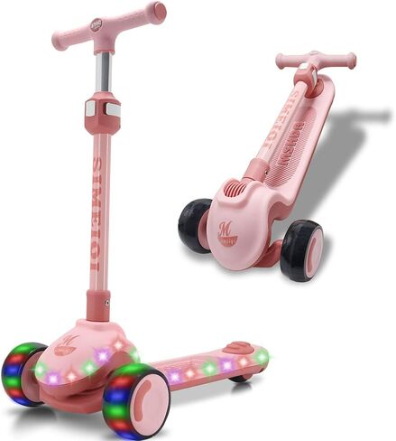 Kids Scooter 3 Wheels Scooter with Lights Up Wheels & Deck Extral Wide Wheels Adjustable Height at Any Height for Children Ages 3-12 Years Sturdy Lean to Steer in Saudi Arabia