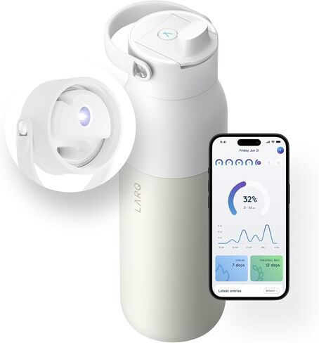 LARQ Bottle PureVis 2 34 oz - UV Water Purifier with Self-Cleaning + App Hydration Tracking, Insulated Stainless Steel Water Bottle | Reusable & Travel Friendly, 1-Year Warranty, Obsidian Black in Kuwait