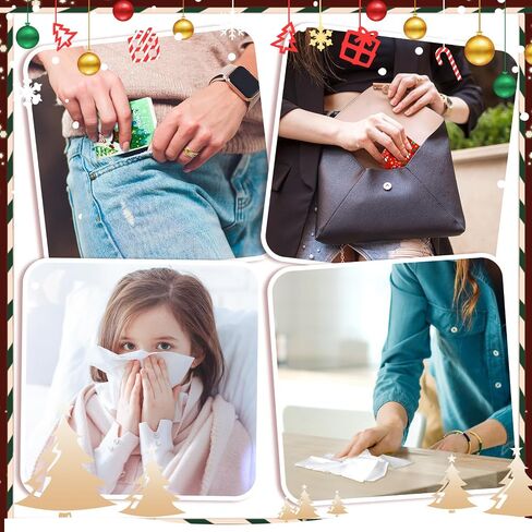 Cholemy 80 Pack Christmas Facial Tissues Small Pocket Tissues Packs 2 Ply Portable Tissue Packs Disposable Tissues Individual Tissue Packs for Guests Xmas Stocking Stuffers Merry Christmas Let It Snow in Saudi Arabia