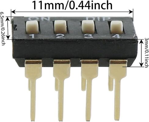 Heyous 10PCS Black Inline Side DIP Switch 4 Positions 2.54mm Pitch Side DIP Switch Dual Inline Switch Assortment for Circuit Board and Test Board in Saudi Arabia