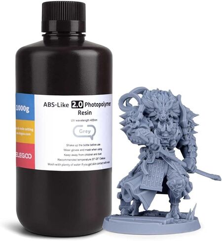 ELEGOO Upgraded ABS-Like 2.0 3D Printer Resin Grey 1000g, Rapid Precise Printing Photopolymer Resin 405nm LCD UV-Curing for LCD 3D Printer in Saudi Arabia