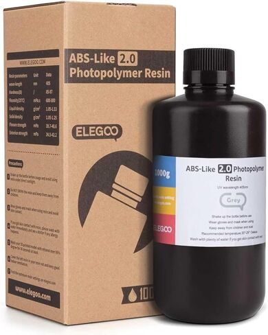 ELEGOO Upgraded ABS-Like 2.0 3D Printer Resin Grey 1000g, Rapid Precise Printing Photopolymer Resin 405nm LCD UV-Curing for LCD 3D Printer in Saudi Arabia
