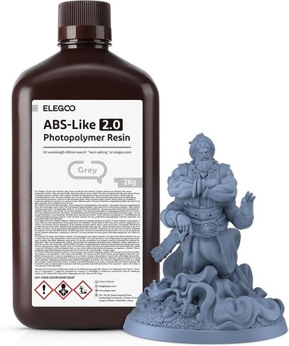 ELEGOO Upgraded ABS-Like 2.0 3D Printer Resin Grey 1000g, Rapid Precise Printing Photopolymer Resin 405nm LCD UV-Curing for LCD 3D Printer in Saudi Arabia