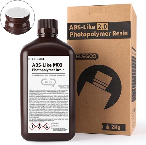 ELEGOO Upgraded ABS-Like 2.0 3D Printer Resin Grey 1000g, Rapid Precise Printing Photopolymer Resin 405nm LCD UV-Curing for LCD 3D Printer in Saudi Arabia