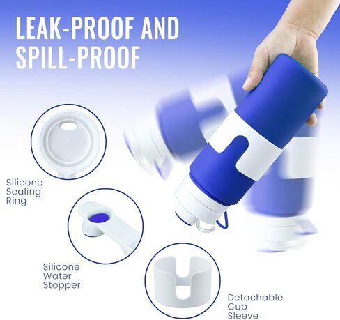 Nefeeko Collapsible Water Bottle, BPA Free 26oz Foldable Water Bottle for Travel Sports, Leak-Proof Spill-Proof Portable Water Bottles with Carabiner, Lightweight in Saudi Arabia