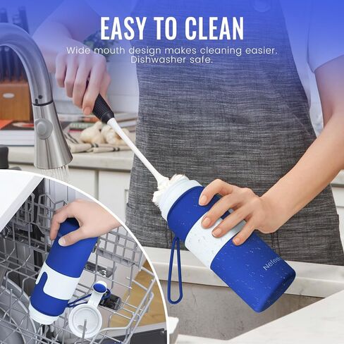 Nefeeko Collapsible Water Bottle, BPA Free 26oz Foldable Water Bottle for Travel Sports, Leak-Proof Spill-Proof Portable Water Bottles with Carabiner, Lightweight in Saudi Arabia