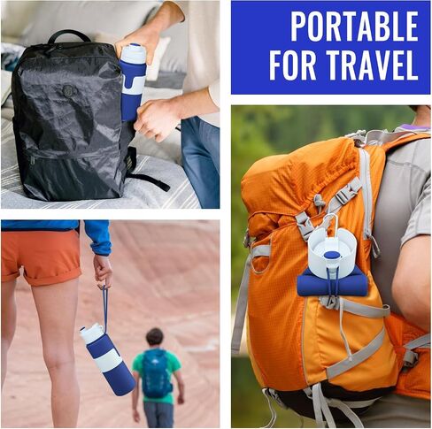 Nefeeko Collapsible Water Bottle, BPA Free 26oz Foldable Water Bottle for Travel Sports, Leak-Proof Spill-Proof Portable Water Bottles with Carabiner, Lightweight in Saudi Arabia