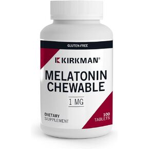 Kirkman - Melatonin 1 mg Chewable Tablets - 100 Tablets - Promotes Sleep - Refreshing Menthol Flavor - Hypoallergenic