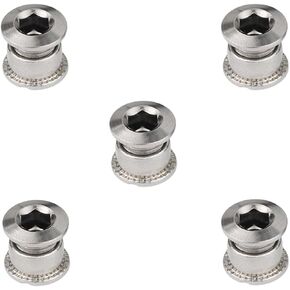 5PCS Carbon Steel Nickel Plated Mountain Bike Disc Mounting Bolts Single/Double Disc Mounting Screws Nuts M8 Steel Chainring Bolt Set Haha
