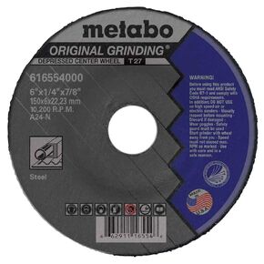 Metabo 616554000 6" x 1/4 x 7/8 Original Depressed Center Grinding Wheel, 25 Pack