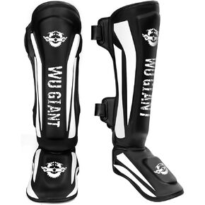 Kickboxing Shin Guards Muay Thai Shin Pads for Men, Women, Adjustable Leg Guards with Instep Protection Shinguards Martial Arts Training Equipment for MMA Training and Sparring