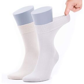 Men’s Diabetic – Rayon Made From Bamboo, Super Thin, Odor Free & Breathable, Calf Socks, Crew Socks (2 Pack)