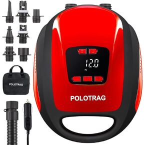 Paddle Board Pump, Sup Pump Electric Portable with Auto-Off/Deflation, Dual Stage 12V DC Car Connector Air Pump for Inflatables,Kayak and Air Mattress(Red)