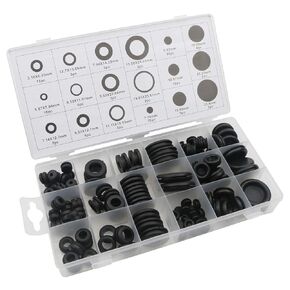 125Pcs 18 Different Sizes Rubber Grommet Assortment Kit, Rubber Washers for Wiring, Plug Wire O-Ring Assortment Set Sealing Gasket Washer for Plumbing, Automotive, Mechanic, Repairs
