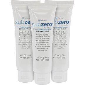 SUB ZERO Cooling Pain Relief Gel, 4-oz Tube - Joint Relief and Nerve Pain Relief Cream for Muscle Deep Pain Relief, Back Pain Relief Products, 3 Pack