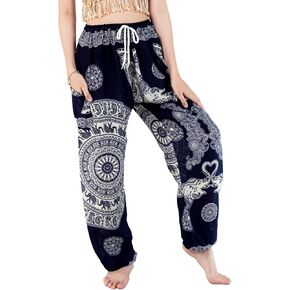 VIENG PING, Casual Thai Elephant Pants Hippie Beach Bohemian Style Sport Workout Yoga Boho Trousers for Men & Women