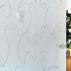 Stained Glass Window Film Bohemian Red Privacy Glass Door Film No Glue Window Covering Tint Cling Sun Blocking for Home and Office,17.5 inches by 78.7 inches