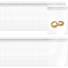 50 PCS 5 x 3.5 Inch Plastic Zipper Clear PVC Bag, PVC Jewelry Clear Zipper Bags, Transparent Jewelry Storage Bag, Clear Jewelry Pouches with Seal, Resealable Poly Bags for Beads, Rings, Earrings