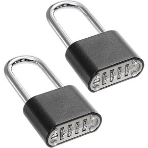 Hiceeden 2 Pack 4 Digit Heavy Duty Combination Lock, 2.5 Inch Long Waterproof Shackle Padlock, Resettable Zinc Alloy Lock for Outdoor, Gate, Fence, School Gym Locker, Black