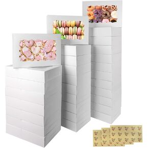 30pcs Bakery Boxes, 12x8x2.5 Inches Cookie Boxes, Treat Boxes, Dessert Boxes for Pastries, Cookies, Desserts, Donuts and Muffins