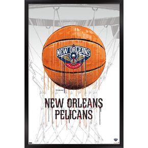 Trends International NBA New Orleans Pelicans - Drip Basketball 21 Wall Poster, 22.375" x 34", Black Framed Version