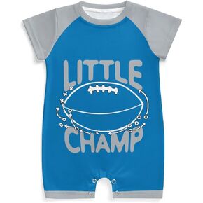 ملابس كرة قدم للأطفال، طباعة قصيرة الأكمام من Little Champ، بدلة رومبير برقبة دائرية، ملابس كرة قدم للرضع