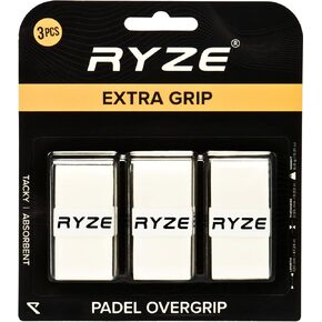 RYZE Padel Grip - White Padel Overgrips for Padel Rackets - Extra Comfort and Grip - Non-Slip Ultra Sweat Absorbent - Anti-Vibration - Compatible with Pickleball, Badminton & Tennis Rackets - 120 cm