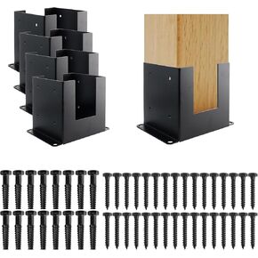 6x6 Post Base 4 Pcs (Inner Size 5.6"x5.6" ± 1) Eagle Post Brackets, Heavy Duty Black Metal Post Anchor, 6x6 Pergola Brackets Kit, Fence Post Anchor, Metal Brackets for Wood, Post Pounder, Deck Railing