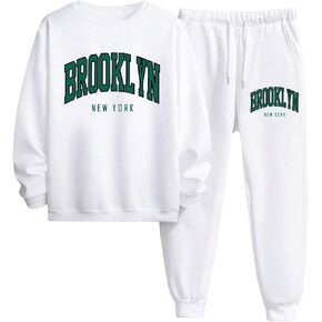 SHENHE Men's Tracksuit 2 Piece Set Crewneck Graphic Sweatshirt and Sweatpants Jogging Sweatsuit Set