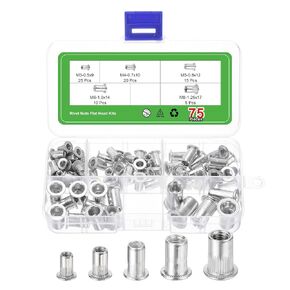 uxcell 100Pcs Rivet Nut, M3-0.5, M4-0.7, M5-0.8, M6-1.0, M8-1.25 Aluminum Alloy Insert Nuts Knurled Body